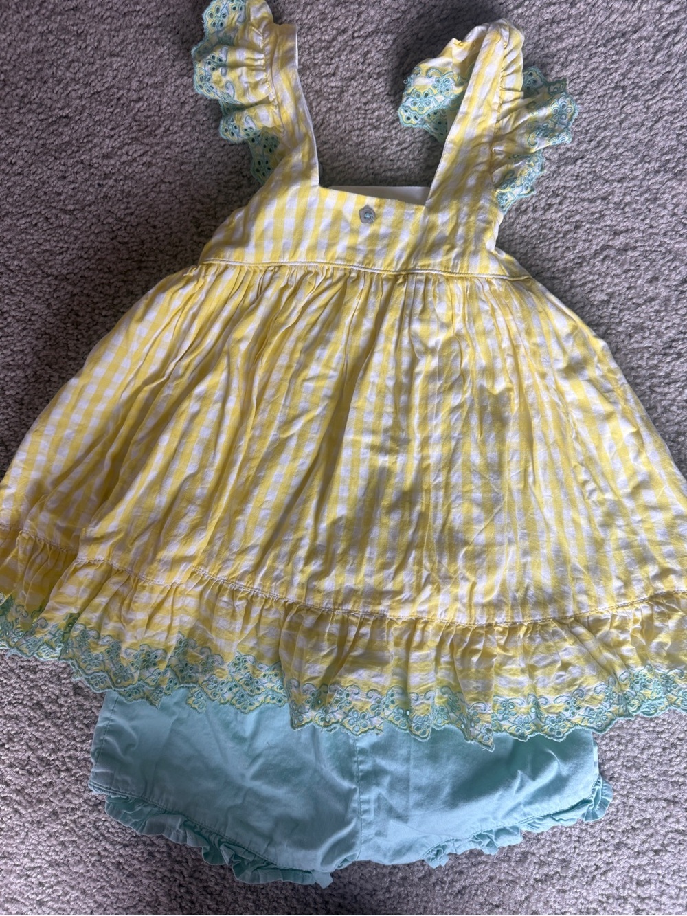 Well Dressed Wolf Yellow Stripe Dress with Light Blue Bloomers